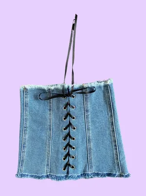 Reworked Denim Lace Up Corset Top 🔥 thumbnail 1
