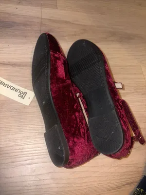 No Boundaries Burgundy Velvet Mary Jane Flats size 8 new thumbnail 11