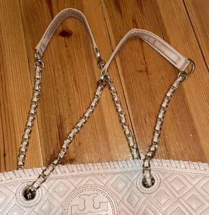 Tory Burch Beige Quilted Leather Marion Tote thumbnail 5