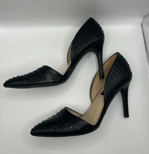 French Connection Black Studded Leather d'Orsay Pointed Toe Stiletto Heels 4in‎ thumbnail 1