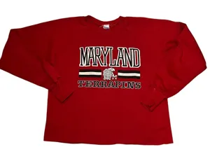 VTG 80s Healthknit Maryland Terrapins Sweater‎ Womens L USA Collegiate Cropped thumbnail 1
