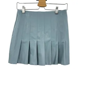Aureum Sky Blue Vegan Leather Pleated Skirt Size‎ Small thumbnail 3