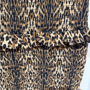 Bebe ditsy cheetah smocked Print Ruffle Maxi Dress‎ size medium thumbnail 3
