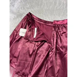 Altar'd State Burgundy Satin Tulle Hem Mini Skirt NWT Size Medium thumbnail 7