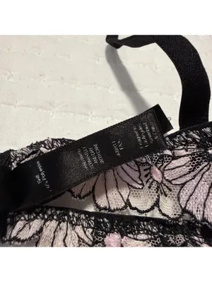 For Love and Lemons Coco Bra Unlined Floral Lace Black/Pink Bones Side Sz XL thumbnail 5