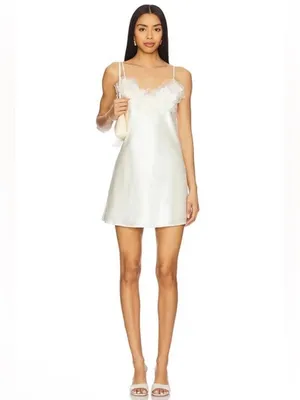 Elliatt Katalina 3D Floral Appliqué Mini Dress in Ivory S thumbnail 3