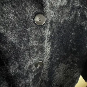 Cyrus Womens Black Fuzzy Longline Cardigan Heavyweight Coat Notched Lapel XL thumbnail 3