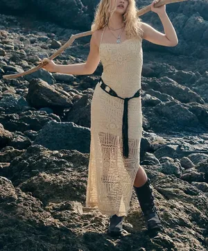 NWT Free People Dahlia Crochet Maxi Dress In Cream Size: S thumbnail 12