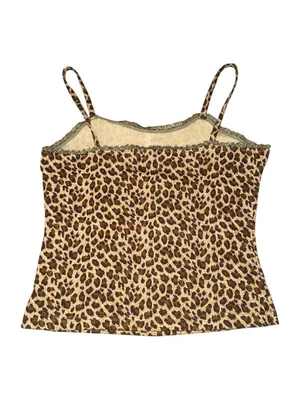 Mouth Valley Leopard Print Cami Tank Top Lace Trim Y2K Japanese women’s size S thumbnail 2