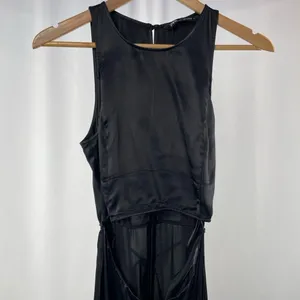 Zara‎ Satin Cut Out Sleeveless Midi Dress in Black Size Small thumbnail 5