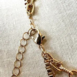 Gold tone triple chain heart locket pendant necklace thumbnail 7