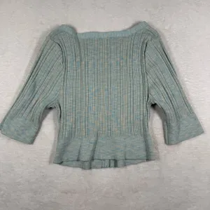 Urban Outfitters Blue Space Dye Ribbed Knit 3/4 Sleeve Cardigan Sweater Womens L thumbnail 8