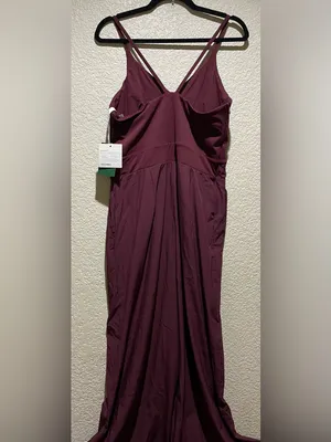 Halara Breezeful Backless, Side Zipper Sleeveless Wide Leg Jumpsuit Deep Plum L thumbnail 8