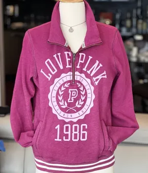 Victoria's Secret "VINTAGE" Quarter Zip Boyfriend Pullover Sweatshirt thumbnail 1