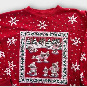 Vintage 90s Spumoni by Franko Christmas Skating Bears Sweatshirt Women's Medium thumbnail 2