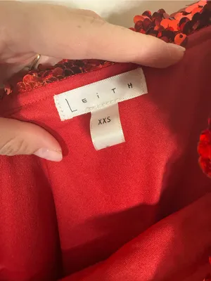 Leith Red Sequin One Shoulder Ruffle Mini Dress Size XXS thumbnail 3