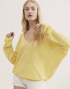 We The Free Santa Clara Top Large Oversized Yellow Dolman Boho (F6 thumbnail 1