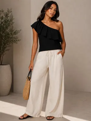 Ann Taylor Black One Shoulder Top NWOT thumbnail 2