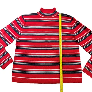 Pendleton Vintage Mock Neck Striped Sweater Women's Size M Red Black thumbnail 5