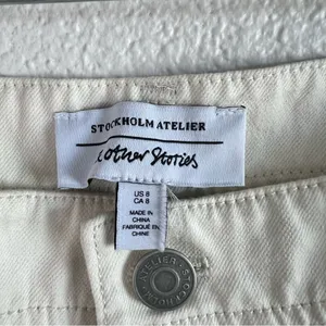 & Other Stories Women’s Ivory‎ Cream Crinkle Long Jean Pants thumbnail 2