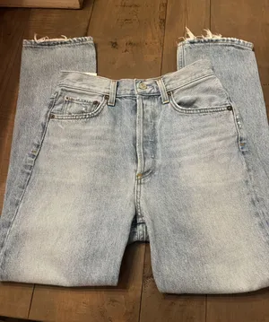 Agolde Size 24 Riley High Rise Straigh Crop Distresed Jeans Denim thumbnail 1