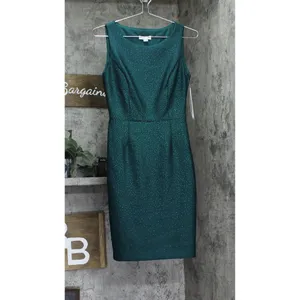 NWT Calvin Klein Boat-Neck Embellished Scuba Sheath Dress Emerald Green 2 thumbnail 5