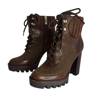 Antonio Melani - Penn Leather And Fabric Lug Sole Booties lace up platform 6M thumbnail 1