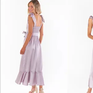 NEW w/o tags✨ SHOW ME YOUR MUMU Claire midi dress. Dusty purple Luxe Satin thumbnail 3