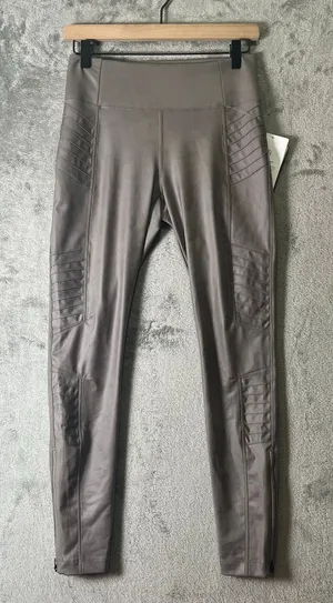 Athleta Delancey Gleam Moto Tight Leggings Taupe S Shiny Biker Athleisure New thumbnail 1