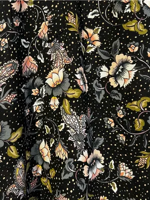 Loft Black and White Floral Ruffle Key Hole long sleeve pullover top size small thumbnail 6