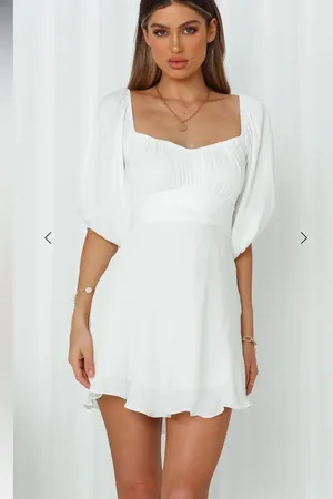 Hello Molly white puff balloon sleeve babydoll dress Fate Found Us peasant L thumbnail 1