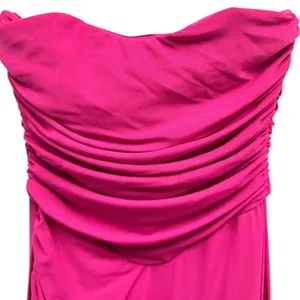 Lulus Epitome of Allure Fuchsia Mesh Strapless Ruched Maxi Dress size S NWT thumbnail 5