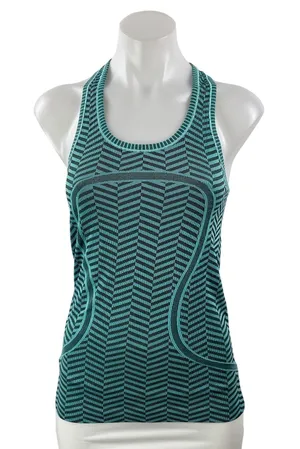 Lululemon Women's Green Striped Swiftly Tech Racerback Athletic Tank Top Size S thumbnail 1