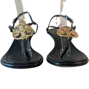 Tory Burch Metal Miller‎ Ankle Strap Sandals Black Gold Medallion 7 thumbnail 2