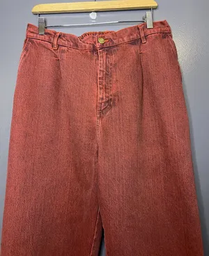 Big Bud Press Denim Trousers Jeans Womens L Red Medium Wash Relaxed Straight thumbnail 1