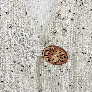 Hailey Lyn Open Weave Cardigan Womens Top Sz L Coastal Lagenlook Boho Button thumbnail 3