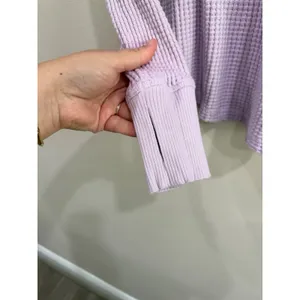 OFFLINE by Aerie Waffle‎ Knit Long Sleeve Top Lavender Purple Thumbhole Small thumbnail 4
