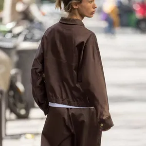 Zara NWT brown satin collared jacket thumbnail 5