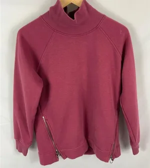 Athleta Cozy Karma Side Zip Funnel Neck Sweatshirt Pink Size Small thumbnail 1