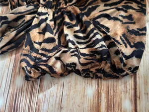 Bingo Brown Tiger Black Stripe Print Cropped Halter Top OS thumbnail 6