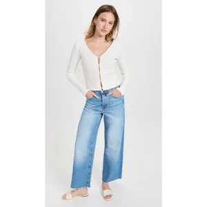 VINCE Pearl Button Cardigan Sweater Off White Ribbed Cropped V Neck‎ X-Large thumbnail 4