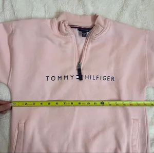 Tommy Hilfiger Light Pink Quarter Zip Sweatshirt With Pockets Kid's Extra Large thumbnail 9