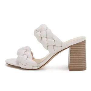 NEW Braided Heeled Sandals Open Toe Backless Chunky Heels Shoes 7 thumbnail 5