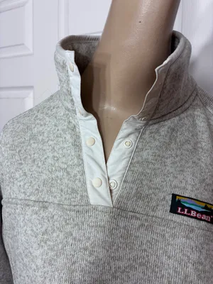 L.L. Bean Women’s Pullover Sweater Fleece off white tan Jacket XS thumbnail 4