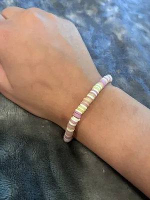 Purple Lemonade Sunset Purple and Yellow Pastel Mixed Clay Beads Bracelet Jewelry | Perfect Gift | Back to School | Handmade ౨ৎ thumbnail 1