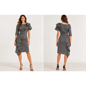 Isabel Marant Kingsley Draped Tweed Dress Wool Silk Blend Asymmetrical 36/US 4 thumbnail 2