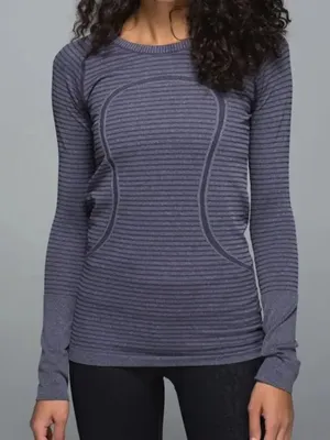 Lululemon Purple‎ Striped Run Swiftly Tech Top thumbnail 1