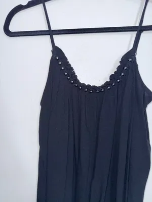 Maurices Studded Gauzy Swing Tank Top Solid Black Cami Boho thumbnail 3