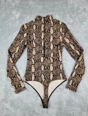 A.L.C. x Bandier Bodysuit Womens Size S Small Python Snakeskin Cutout Mock Neck thumbnail 10