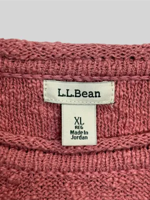 L.L.Bean Women’s XL Pink Cotton Textured Knit Crewneck Sweater Pullover thumbnail 5